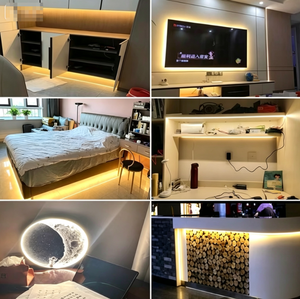 Bande lumineuse <span class=keywords><strong>LED</strong></span> COB USB 5V avec interrupteur marche/arrêt, blanc chaud brillant, 320 <span class=keywords><strong>LED</strong></span>, <span class=keywords><strong>ruban</strong></span> flexible, PCB 8 mm pour cuisine, miroir, rétroéclairage TV - Product Image 4