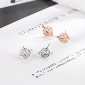 Boucles d'oreilles clous en opale, Aretes De Plata 925, boucles d'oreilles clous pour femmes, Aretes Pendientes, collier en or rose, ensemble de bijoux boucles d'oreilles et bague - Product Image 2