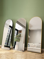 Miroir sur pied pleine grandeur personnalisé, incassable, avec cadre doré de luxe, pour coiffeur et vanité