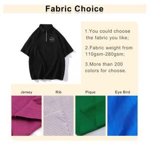 Plus Size Black Street Wear Custom <b>T</b>-<b>shirt</b> Zipper <b>Neck</b> Blank Oversized Hip Hop Drop Shoulder Embroidery Tee Men's <b>Polo</b> <b>Shirt</b> - Product Image 2