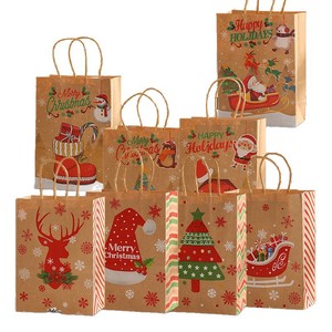 Sac cadeau en papier Joyeux Noël et Bonne Année, motif Couronne et <span class=keywords><strong>Château</strong></span>, mignon, très demandé, pour fournitures et décorations de fête - Product Image 2