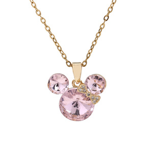 Collana HX134 in Acciaio Inox con Ciondolo a Forma di Mickey con Fiocco, Gioiello di Alta Qualità Multicolore per Donne - Product Image 2