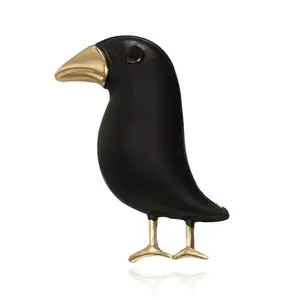 Diskon besar mode lukisan berlian imitasi hitam gagak pin kepribadian kreatif burung dekorasi hewan