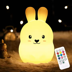<span class=keywords><strong>Veilleuse</strong></span> LED pour enfants, <span class=keywords><strong>chat</strong></span> mignon, lapin, lampe de chevet en silicone multicolore, contrôle du robinet - Product Image 2