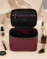 JOYSUN Trousse de Maquillage de Voyage Grande Capacité en Cuir de Crocodile de l'Himalaya pour Femme, Organisateur de Maquillage, Sac de Voyage Designer