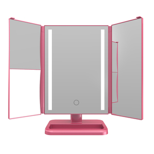 Xách tay màn hình cảm ứng có thể điều chỉnh đèn LED máy tính để bàn trang điểm gương 3-<span class=keywords><strong>Folding</strong></span> vuông bàn trang điểm gương thiết kế mới - Product Image 4