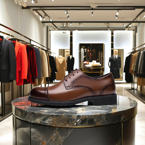 Baskets décontractées en cuir pour hommes avec fermeture à lacets mocassins en caoutchouc à motif solide chaussures de marche à semelle souple pour les mariages d'hiver - Product Image 3