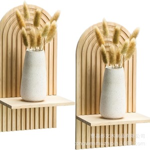 Wooden Wall <b>Shelf</b> Geometric Design Wall Mounted Storage Display <b>Rack</b> For Home Decor - Product Image 1