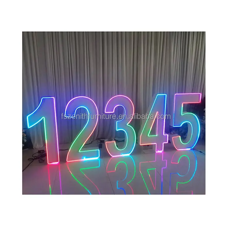 Birthday Party Decor Large Giant Light Up Mosaic Numbers Frame Stand 4ft 3ft RGB Neon Marquee Lights Numbers