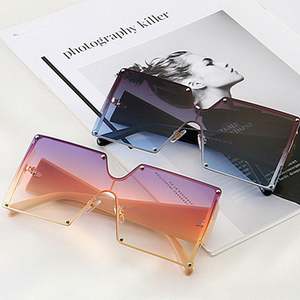 Lunettes de soleil tendance 2025 personnalisées avec logo, sans monture, une pièce, UV400, carrées, surdimensionnées, pour hommes et femmes - Product Image 4