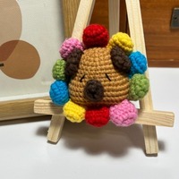 Porte-clés en crochet fait main avec petite fleur de cochon aux sept couleurs, pendentif créatif pour sac et accessoires de téléphone portable