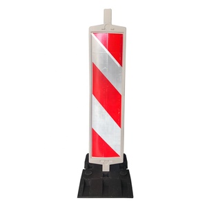 Postes delineadores de tráfico de panel vertical Cinta reflectante blanca y roja con base de goma negra Barrera de seguridad de autopistas de 43 pulgadas - Product Image 3