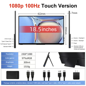 Moniteur portable tactile 18,<span class=keywords><strong>5</strong></span> pouces 1080P FHD 100Hz, <span class=keywords><strong>97</strong></span>% SRGB, écran externe ultra-fin USB-C HDMI pour ordinateur portable, PC, téléphone - Product Image 3