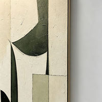 Peinture à l'huile abstraite impasto peinte à la main 80x90cm, vert sauge beige, encadrée sur toile, art mural Wabi Sabi minimaliste pour salon