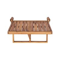 Table pliante moderne en bois d'acacia avec rail suspendu pour repas et boissons en extérieur