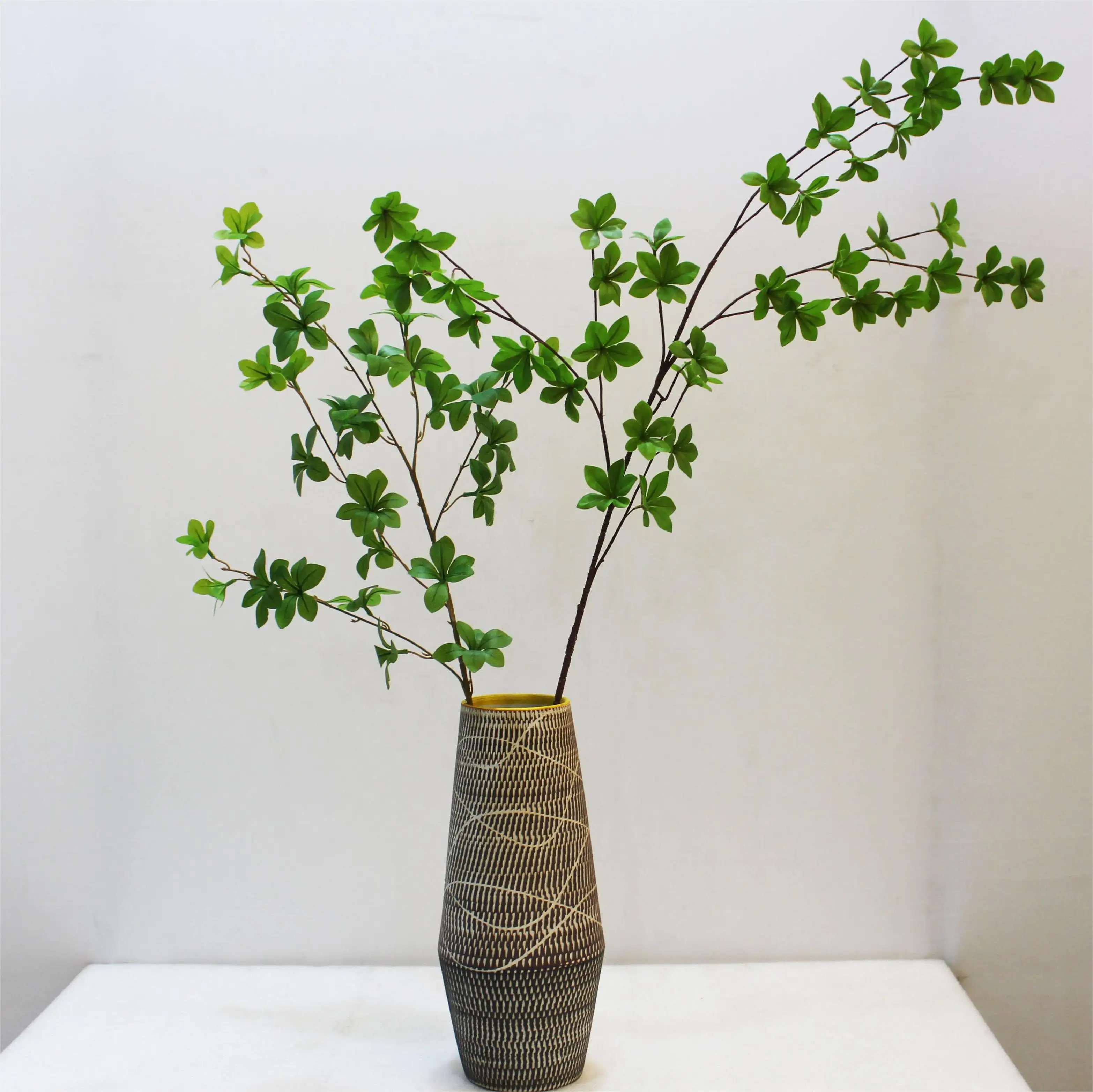 핫 세일 저렴한 녹색 인공 Pieris japonica 잎 줄기 가정 장식