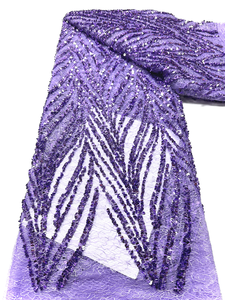 Tela de Encaje Francés de Lujo NI.AI Aso Ebi con Lentejuelas Bordadas, Tela de Encaje Decorativa con Lentejuelas para Bodas - Product Image 2