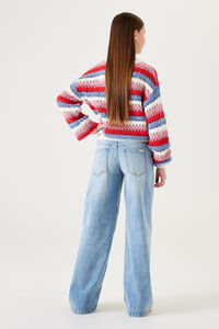 OEM ou ODM chandails tricotés automne-hiver pour les adolescentes pulls à rayures colorées chandails de marque minces pour les filles - Product Image 4