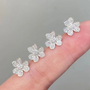 Boucles d'oreilles Xinfly en or blanc 18 carats, trèfle à trois feuilles, diamants véritables, design intemporel, événements formels, usage quotidien, élégantes pour femmes, vente chaude - Product Image 1