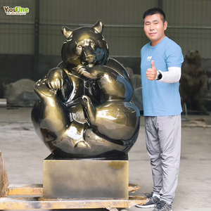 Statua dell'orso selvaggio foresta parchi all'aperto <span class=keywords><strong>Cast</strong></span> seduta scultura in bronzo astratta - Product Image 1