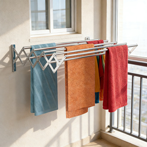 Tendedero Plegable <span class=keywords><strong>de</strong></span> Pared <span class=keywords><strong>de</strong></span> 120 cm <span class=keywords><strong>de</strong></span> Largo, 5 Varillas, Acordeón, Aleación <span class=keywords><strong>de</strong></span> Aluminio, <span class=keywords><strong>para</strong></span> Toallas y Ropa, Ahorro <span class=keywords><strong>de</strong></span> Espacio, <span class=keywords><strong>para</strong></span> <span class=keywords><strong>Baño</strong></span> - Product Image 1