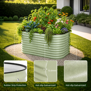 SEEYES 34" Extra Tall Square Raised Garden Bed Kit, 4x3ft Galvanized Metal Planter <b>Box</b> with OEM Custom Support, Factory Direct - Product Image 2