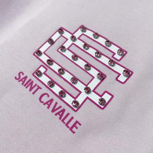 High Quality <b>Light</b> Pink SC Logo Print Stud Stone Wide Leg Sweatpants Elastic Waist Casual Knit <b>Trousers</b> Streetwear Pants for Men - Product Image 4