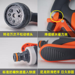 Pistola de agua multifuncional para jardín con cabezal de pulverización de patrones variables para lavado de autos, baño de mascotas y jardinería - Product Image 4