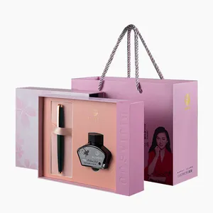 Hochwertige kunden spezifische Logo-Verpackung Picasso Leader Business Cangling Green Metal Füll federhalter mit rosa Geschenkbox-Set