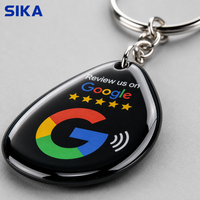 Porte-clés NFC personnalisé en résine époxy SIKA, carte NFC pour avis Google, porte-clés pour le partage sur les réseaux sociaux