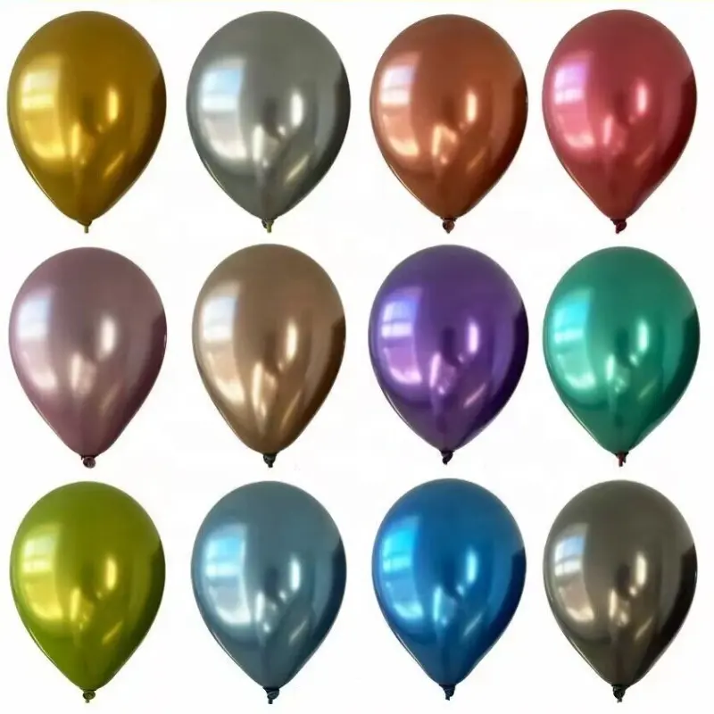 50 pcs/paquet chrome rond décoration air chaud fête ballon maison gonflable 12 pouces 2.8g
