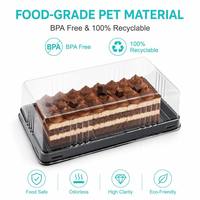 Boîte à dessert rectangulaire surdimensionnée en plastique alimentaire avec couvercle transparent en dôme et plateau noir gaufré – Contenant traiteur en plastique transparent