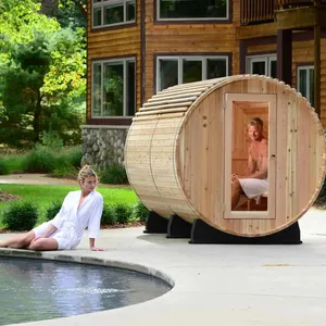 Nuevo diseño tradicional 6 personas barril de madera Sauna habitación hogar jardín al aire libre sala de sauna finlandesa leña