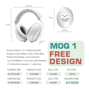 27 DB Réduction du bruit Cache-oreilles de sommeil Defender 2 en 1 Cache-oreilles de bébé Protection <span class=keywords><strong>pour</strong></span> 3-48 bouches Bébés et tout-petits - Product Image 6
