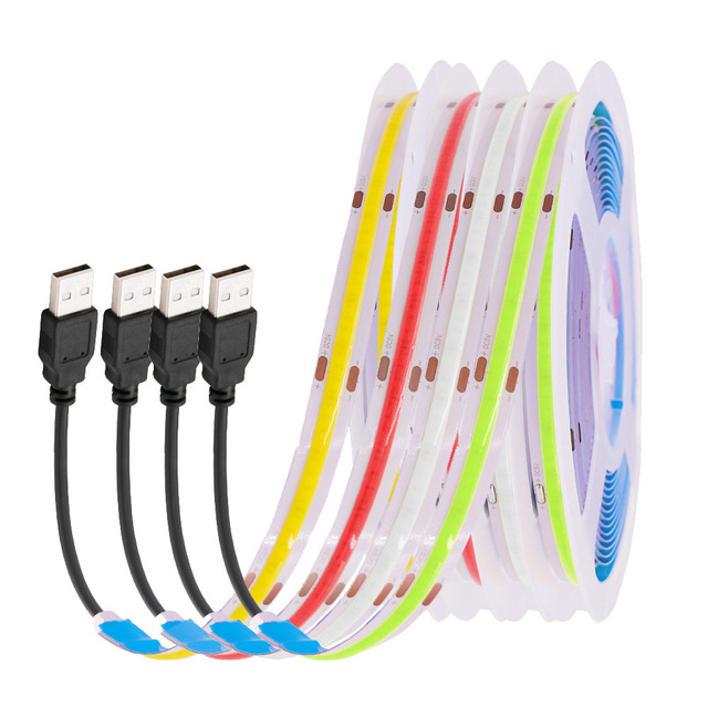 5V Flexible Light Strip 8mm Wide Led Line Light Display RA 90 High Brightness USB LED COB Strip Light