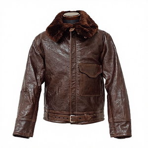 Veste en <span class=keywords><strong>cuir</strong></span> d'<span class=keywords><strong>aviateur</strong></span> pour homme, style B2, col en fourrure de mouton, bombardier, pilote, veste vintage, <span class=keywords><strong>cuir</strong></span> véritable, teinture unie - Product Image 4