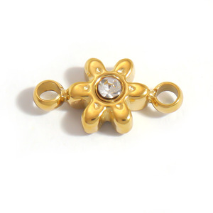 SUMMLY Vente en gros de pendentifs étoile, lune, cœur, nœud, fleur, zircon, plaqués or 18 carats, breloques en acier inoxydable, bijoux faits à la main, mode - Product Image 2