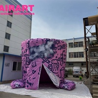 Tente Photo Gonflable Rose Personnalisée avec Motifs Graffiti, Cabine Gonflable Portable pour Événements, Publicité et Décoration