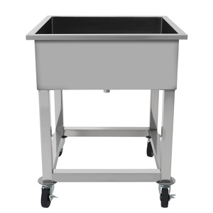 Évier commercial mobile en acier inoxydable pour la <span class=keywords><strong>vaisselle</strong></span>, avec 4 roulettes pivotantes, compatible avec un panier de <span class=keywords><strong>lave</strong></span>-<span class=keywords><strong>vaisselle</strong></span> de 50*50 cm - Product Image 2