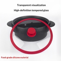 Couvercle de casserole en verre trempé avec revêtement en silicone, résistant à la chaleur, transparent, 20 cm, universel pour usage domestique, vente en gros PW30002