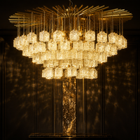 Lampadario LED di Lusso Moderno Personalizzato Senfey con Paralume in Cristallo, Altezza Regolabile per Hall di Hotel, Villa, Soffitti Alti