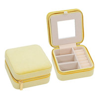 Maßgefertigte Retro Blau-Grüne Schmuckbox Organizer Vintage Samt Reise-Schmuckaufbewahrung Ringbox mit Klappdeckel und Spiegel