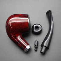Nouvelle Pipe en Résine de Bakélite à Double Usage avec Filtre Amovible et Nettoyable Pipes à Fumer Classiques Rouges pour Hommes