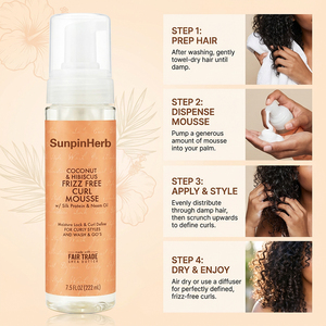 Mousse coiffante bio non collante à tenue forte pour boucles, anti-frisottis, hydratante, pour des boucles rebondissantes et définies - Product Image 3