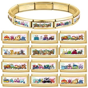 Bracelet à breloques italien Y2K de 2 cm de long, en acier inoxydable, rose mignon, modulaire, pour femme, bijou tendance, cadeau, vente en gros - Product Image 1