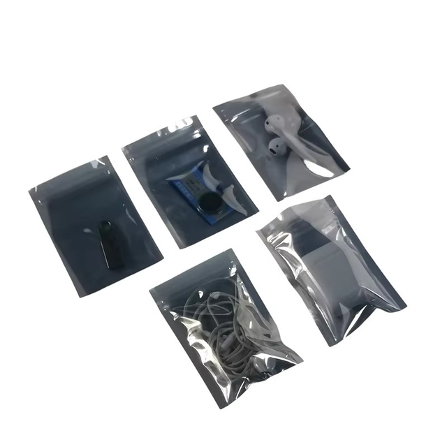 Custom Size Thick ESD Safe Ziplock Antistatic 3 Side Seal Shielding Bag for Earphones and Projectors