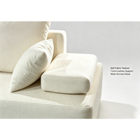 Modernes Modulares Blocksofa aus Off-White Stoff, L-förmiges Sektionalsofa für Wohnzimmer, Abnehmbare Kissen, Flaches Profil, Breit