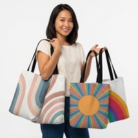 Sac fourre-tout en toile de coton personnalisé avec impression par transfert thermique pour le shopping - Produit promotionnel