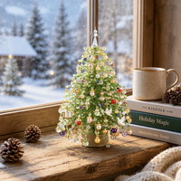 Kit de sapin de Noël en perles fait main, 3D, miniature, pour table, avec lumière chaude, pour la décoration de la maison, cadeau de Noël