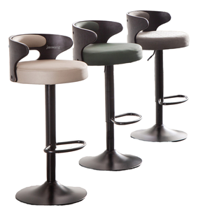 Modern <b>Adjustable</b> Swivel Counter <b>Height</b> <b>Bar</b> <b>Stool</b> with Metal Frame and Backrest, High Chair for Kitchen Island and Restaurant - Product Image 1